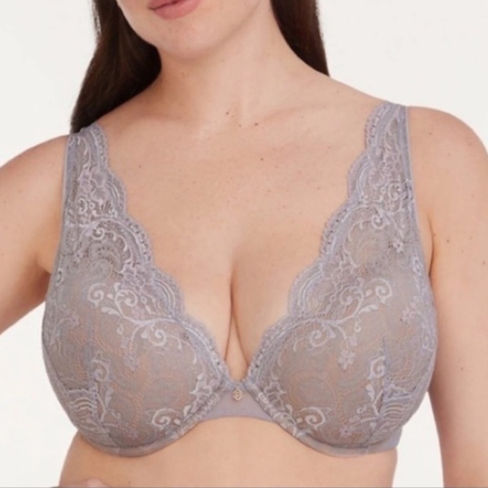 THIRDLOVE Brand NEW lace contour plunge bra removable pads blush pink 32G BNWT